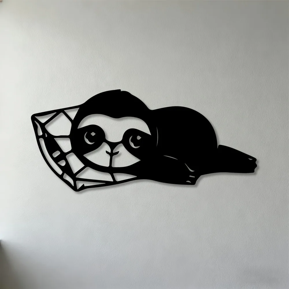 CIFBUY Wrought Iron Wall Art Cute Sloth Metal Decor for Living Room Bedroom Nursery Office Home Interior Design