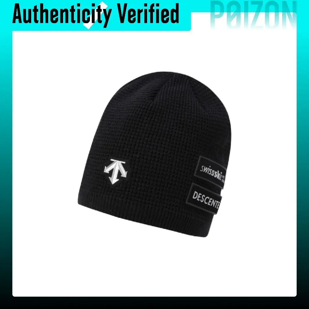 DESCENTE Acrylic Beanies Unisex Black/Marine Blue SQ423IKCO2