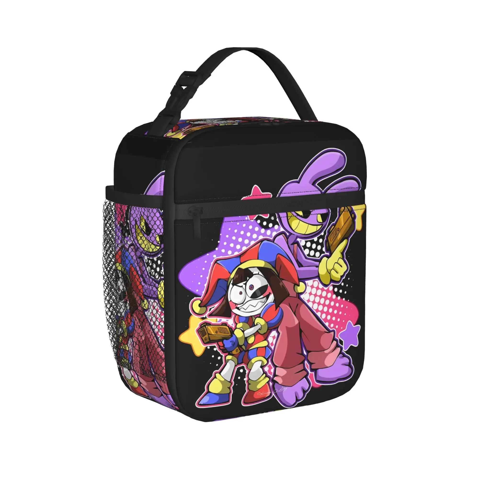 Jax Cartoon Digitals Circus Thermal Lunch Bag For Child  Graphic Design Office Lunch Box Retro Insulated Oxford Cooler Bag
