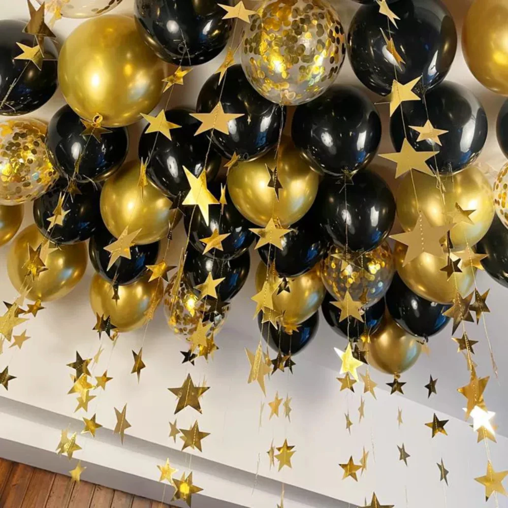 43 Stück schwarz, goldfarben, silberfarben, weiß, Metall, dicke Luftballons mit Anhänger, Bar, Party, Geburtstag, Dekoration, Szenendekoration, Paillettenballons