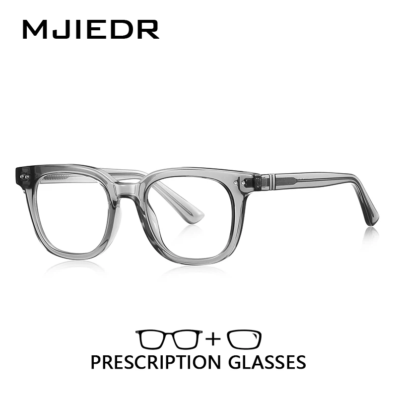 MJIEDR Custom Prescription Eyeglass Square Frame For Myopia and Hyperopia Glasses With Photochromic Technology Multiple Colors