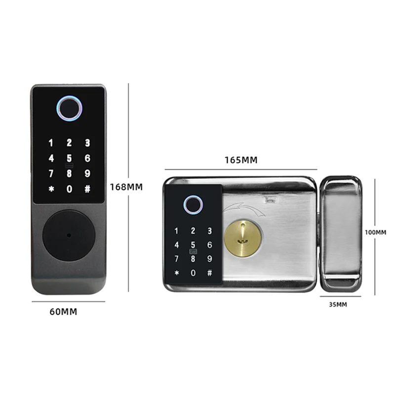 Electronic Door Lock Biometric Fingerprint Door Lock Black Smart Lock Tuya App Remote Unlocking Keyless Lock