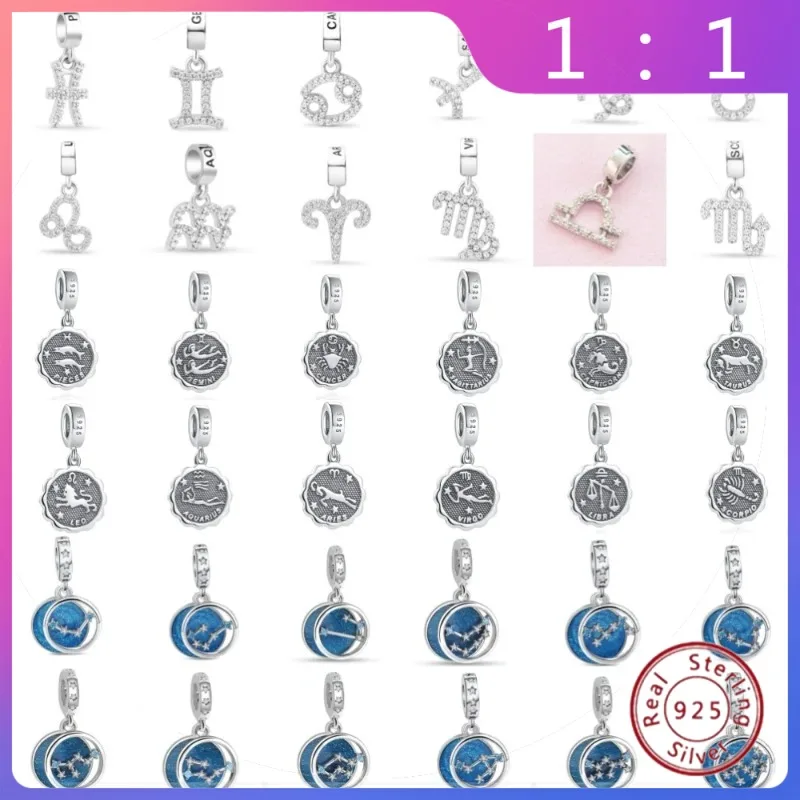 

Accesorios DIY y Joyería Femenina: Zodíaco de Plata 925 a la Moda – Apto para Pulsera Europea Original y Collar