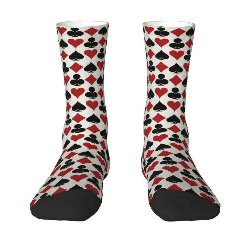 

Fashion Printed Poker Playing Card Symbols Socks for Men Women Stretch Summer Autumn Winter Heart Spade Diamond Club Crew Socks