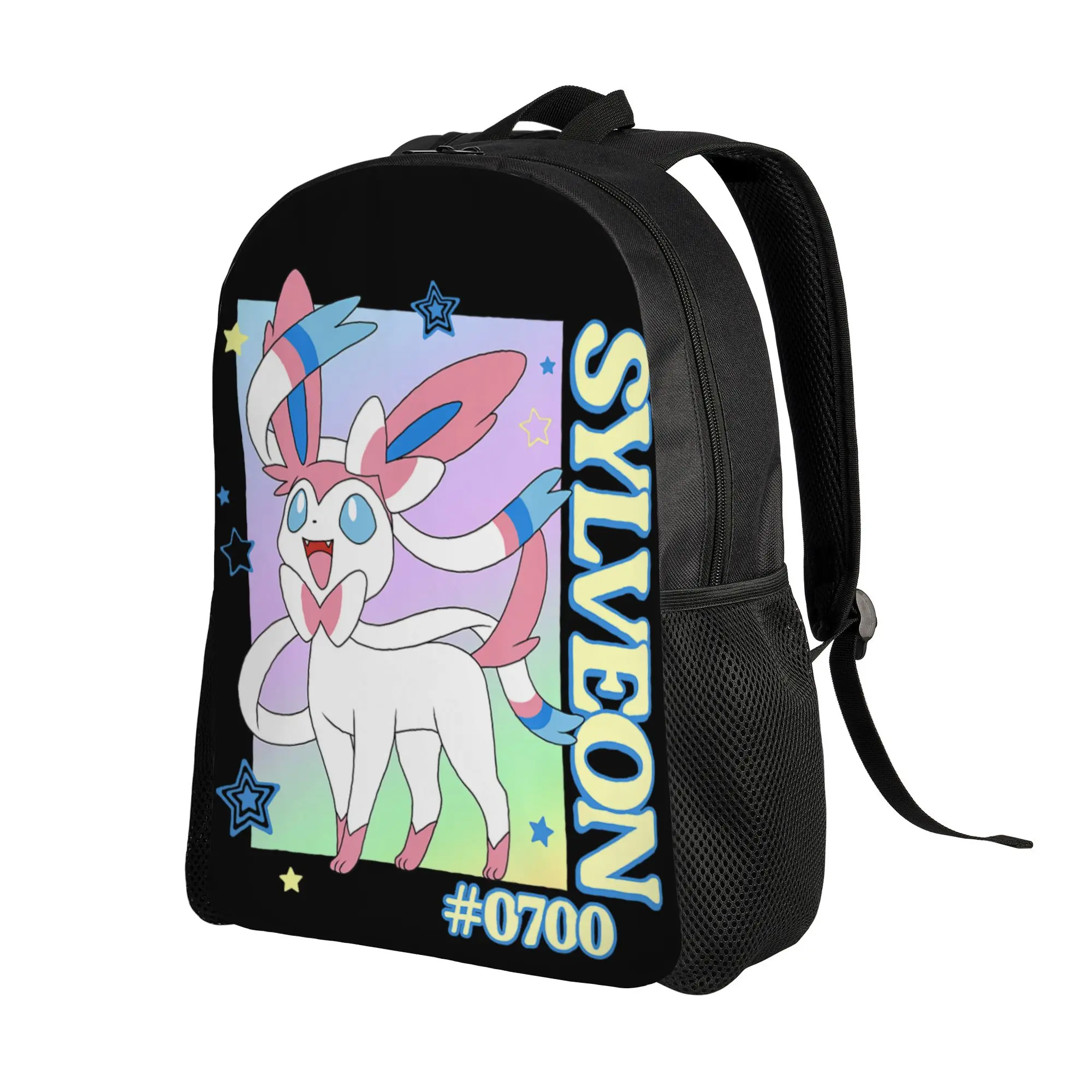 Pokemon backpacks Sylveon Happy Colorful Portrait Unisex Adults Daypack  mochila Campus Retro Washable Rucksack