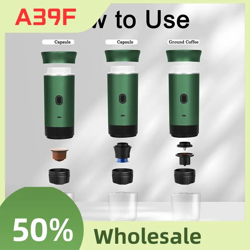 

A39F Top Portable Espresso Machine Mini Espresso Machine Compatible With Ground Coffee, Large And Small Capsules