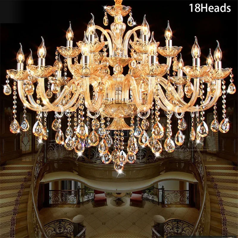 K9 Crystal Candle Chandelier Decoration Simple Chandelier Crystal Light For Living Room Hotel  6/8/10/12/15/18 Arms