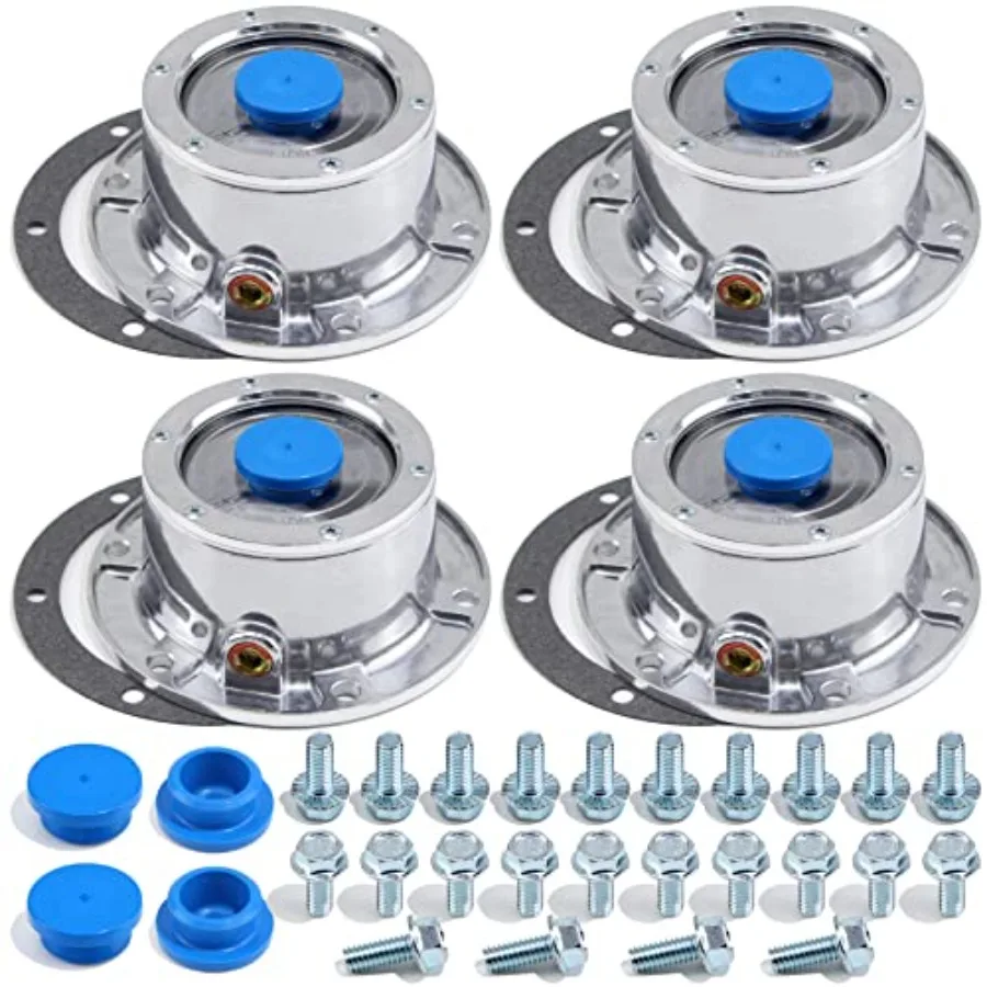 

Trailer Hub Caps 3434009 6 Holes Aluminum Hub Cap for Trailer Axle with 24Pcs Bolts Side Pipe Plug Gasket and Extra 4Pcs Blue R