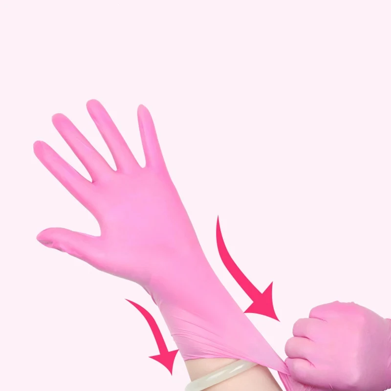 100pcs pink nitrile-free gloves disposable gloves laboratory cleaning tools