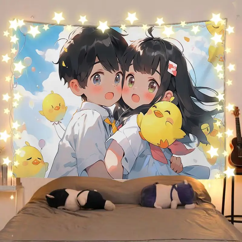 VIKAMA Blue Sky and White Cloud Campus Tapestry Wall Hanging Home Decor for Bedroom Living Room Dorm Summer Adorable anime