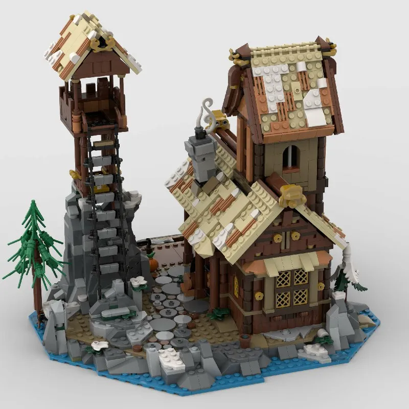 1837PCS MOC 중세 거리 풍경 주택 블록 세트 레트로 마을 모델 데스크탑 장식 DIY 장난감 어린이 및 성인용 선물