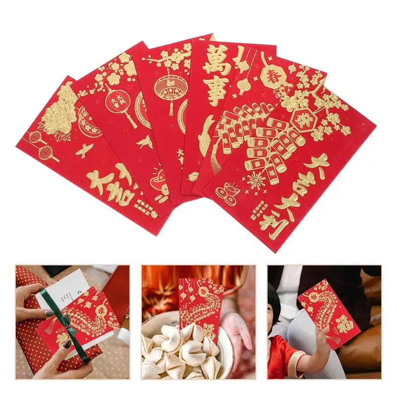 18pcs Red Envelopes New Year 2025 Spring Festival Red Packet Lucky Money Pockets For Wedding Birthday New Year Celebrations