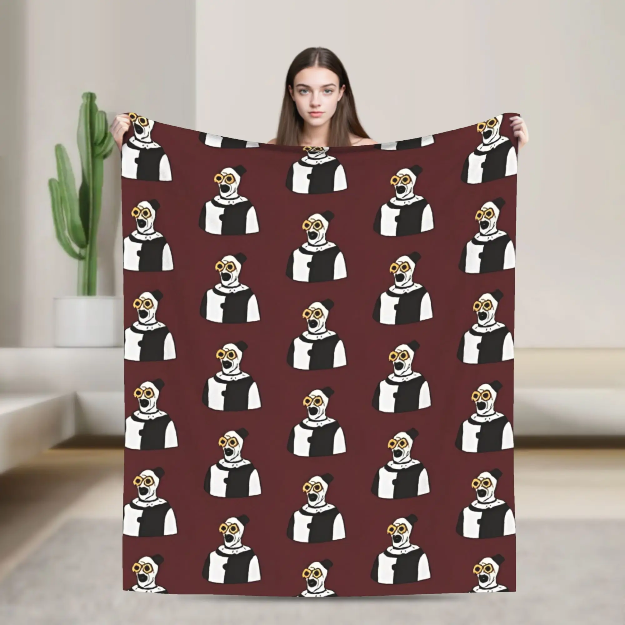 Terrifier Clown Fleece Throw Blanket Horror Movie Blankets for Bedding Couch Super Warm Bed Rug