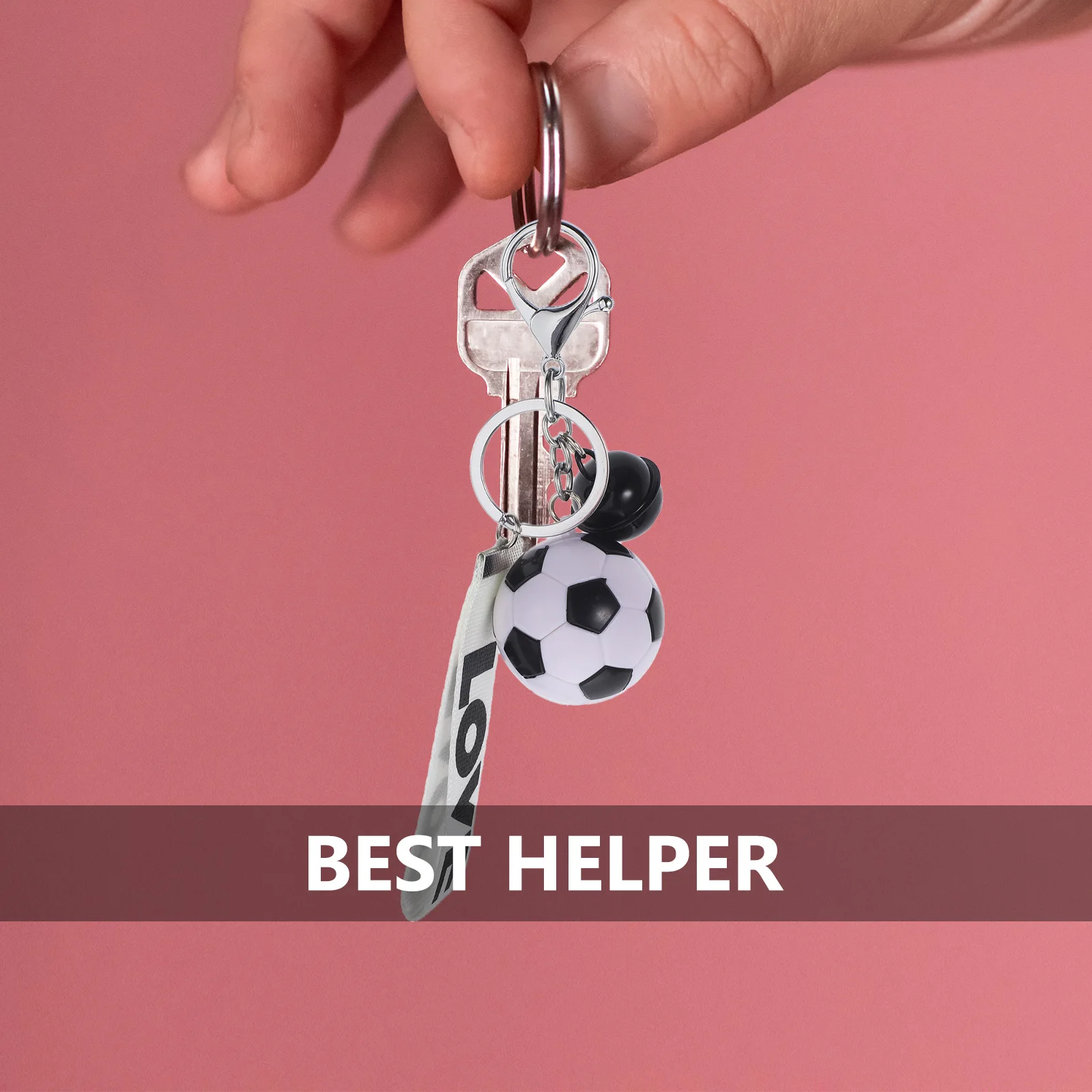 

5pcs Football Key Rings Soccer Keychains Sports Fans Gift Decorative Key Holder For Car Bag Man Woman Black Red Blue Yellow