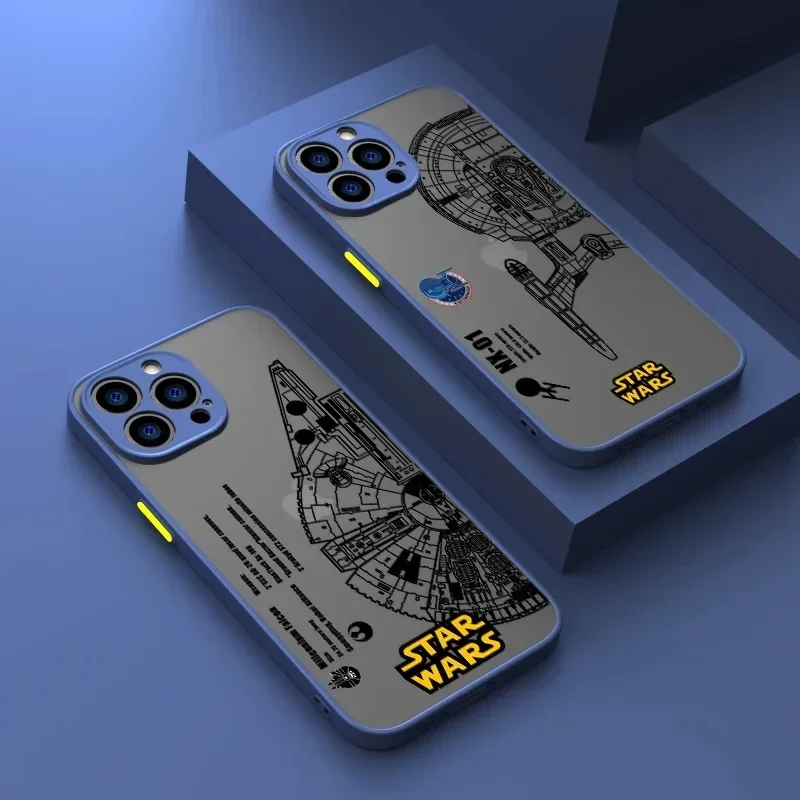 Luxury Hard Matte Phone Case For iPhone 15 14 13 12 11 Pro Max Mini X XR XS 7 8 6 Plus SE 2020 2022 Stars-Wars Cover Funda