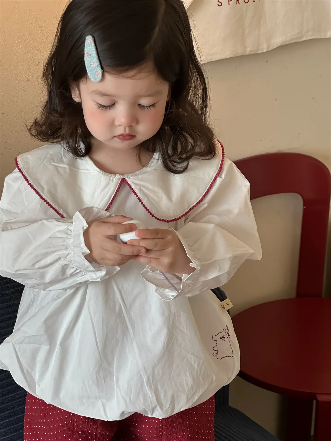 2025年秋新作 女の子 ラペルシャツ キッズ ゆったり 長袖トップス 子供服 女の子 綿シャツ 幼児 プリンセス カジュアル服