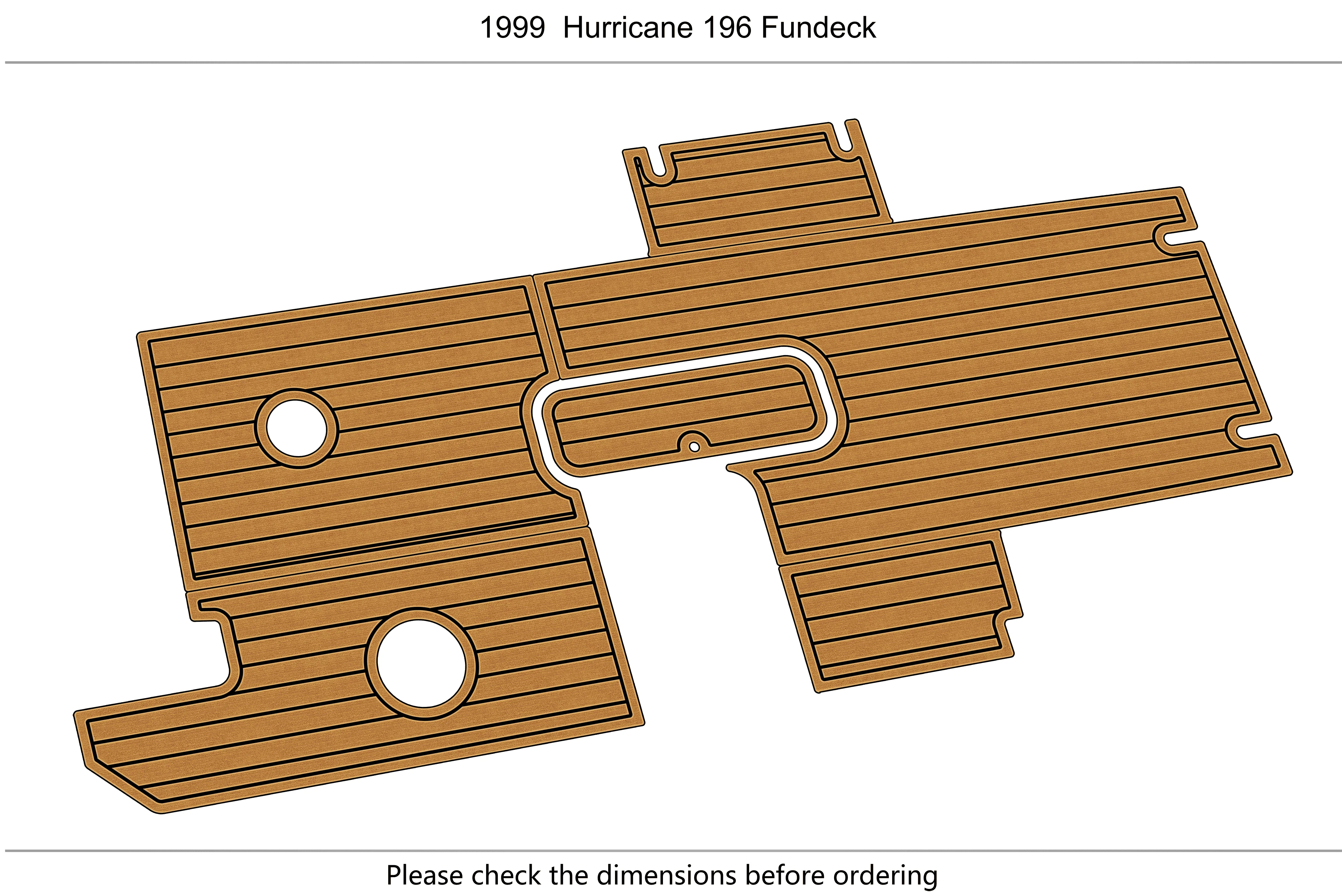 Marine Faux Teak EVA Non-Slip Mat - 1999  Hurricane 196 Fundeck Self-Adhesive 1/4