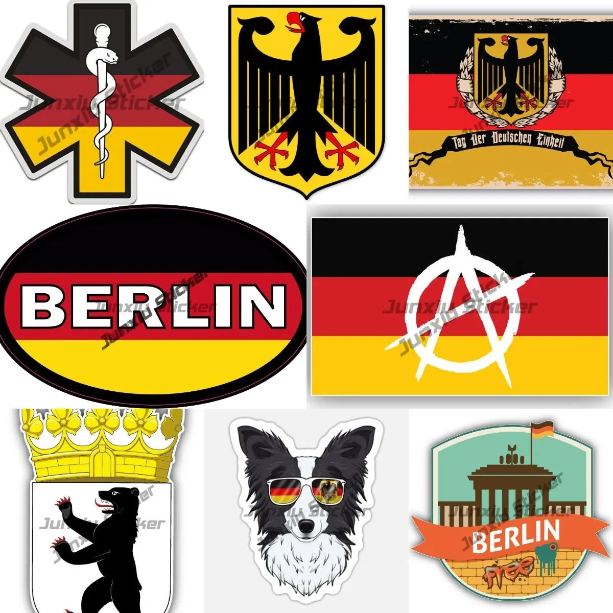 Germany Flag Star of Life Decal German Paramedic EMT EMS Vinyl Sticker Crest Coat of Arms Germany Berlin Styling for Motorcycle