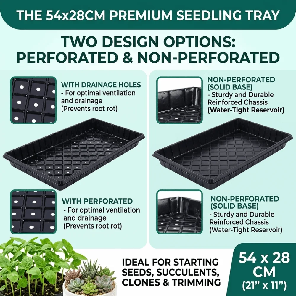 2pcs 54*28cm Seeding Nursery Tray Flower Plant with Holes Germination Tray Seed Starting Succulent Growing Plate Balcony