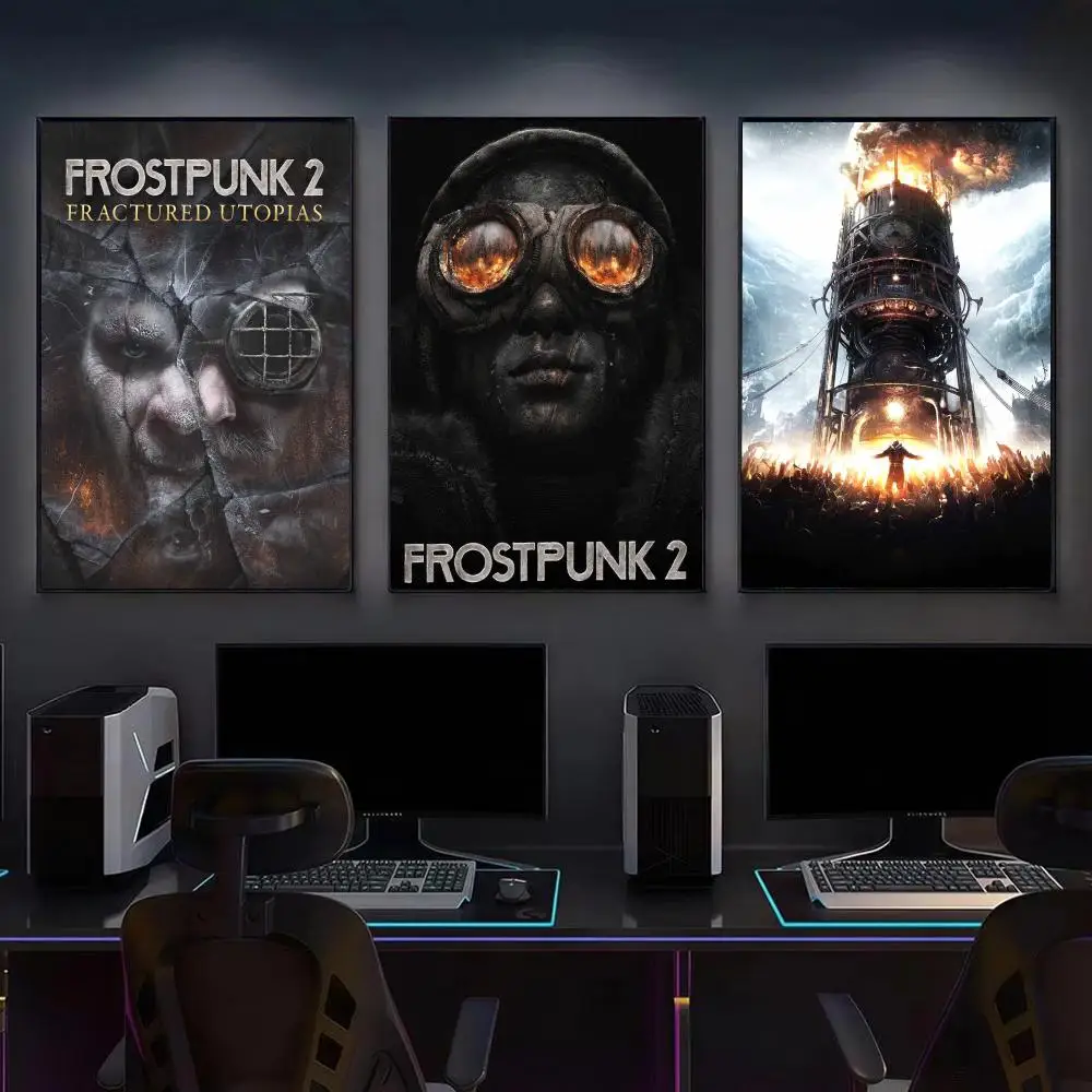 Video Game F-Frostpunk 2 dystopian city Poster Modern Aesthetic Cool Premium Decor for Bedrooms and Gaming Rooms