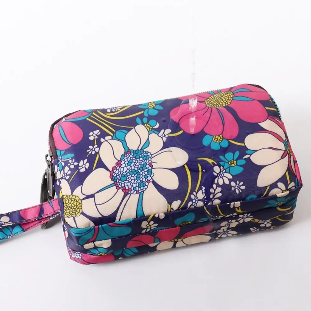 Portable Print Flower Wallet Waterproof Fabric Phone Purse Flower Coin Purse Makeup Bags Cosmetic Bags Canvas Wallet Ladies