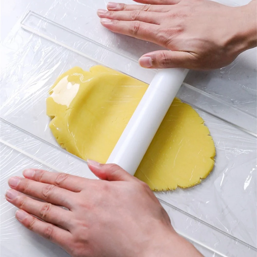 ABLK 2Pcs Acrylic Biscuit Cake Rolling Tool Balance Ruler Fondant Icing Biscuit Thickness Ruler Biscuit Smoother Baking