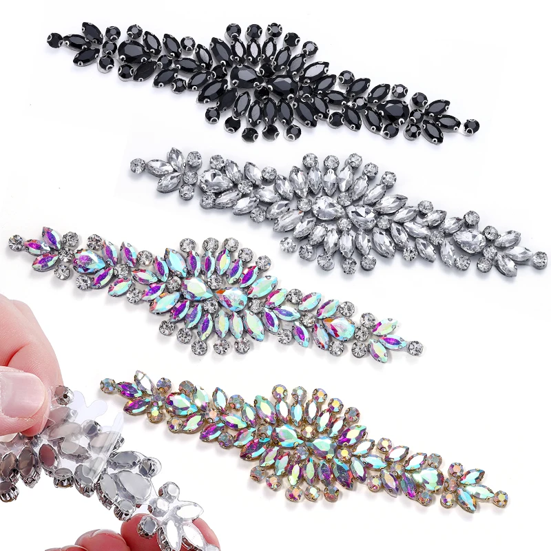 

DUCrystal 1 шт. самоклеящаяся стеклянная нашивка со стразами, блестящая кристаллическая многоцветная цепочка для украшения одежды, сделай сам, художественные поделки