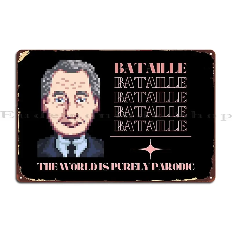 Georges Bataille y parodia Semioticonion carteles de Metal decoración de pared de garaje placa de pared impresa clásica cartel de estaño