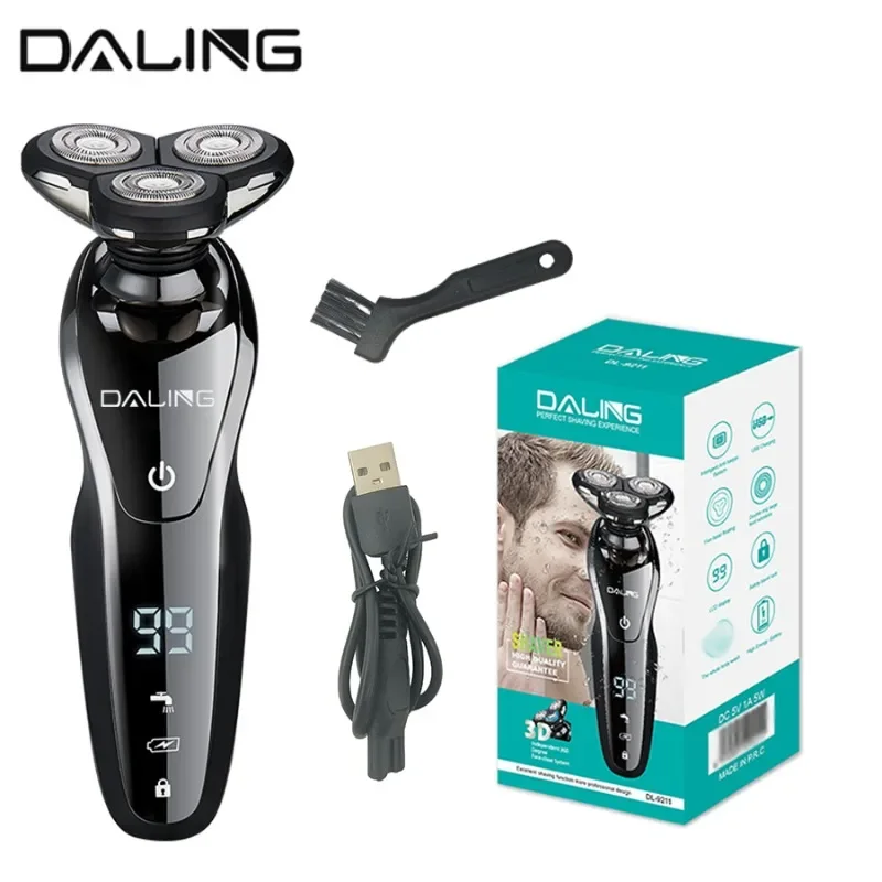 DALING DL-9211 New rechargeable household professional rotary shaver with LCD digital display and USB charging