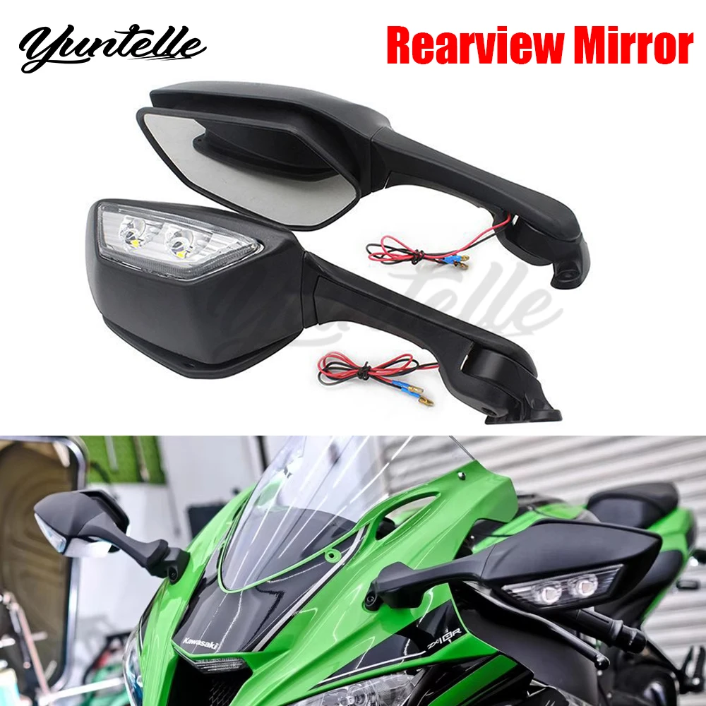 

Rear View Mirrors For KAWASAKI Ninja 400 Ninja 250 650 ZX10R ZX 6R 636 300R EX300 Motorcycle Accessories LED Turn Signal Light