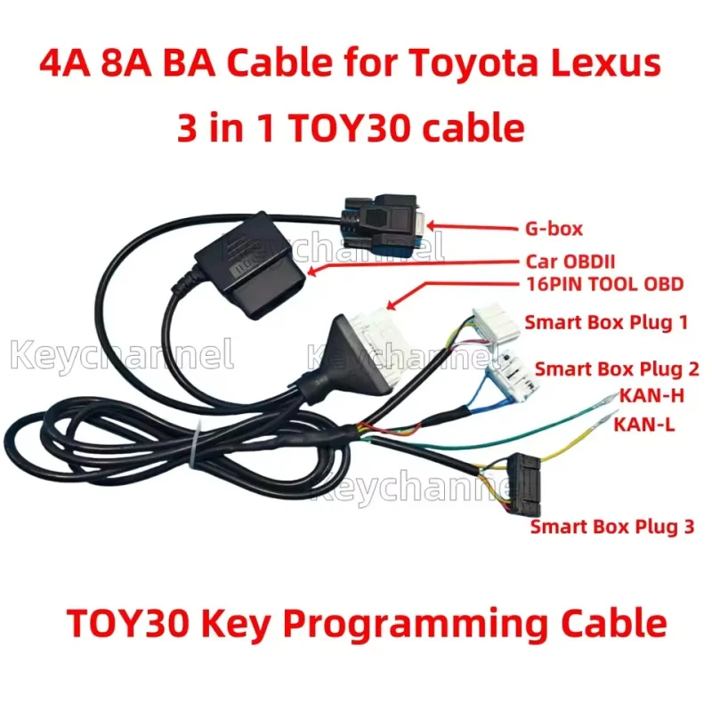 3-in-1 16Pin TOY30 8A 4A Smart Key Programming Cable for Autel OBDSTAR Xhorse Key Tool plus for Toyota Lexus All Key Lost