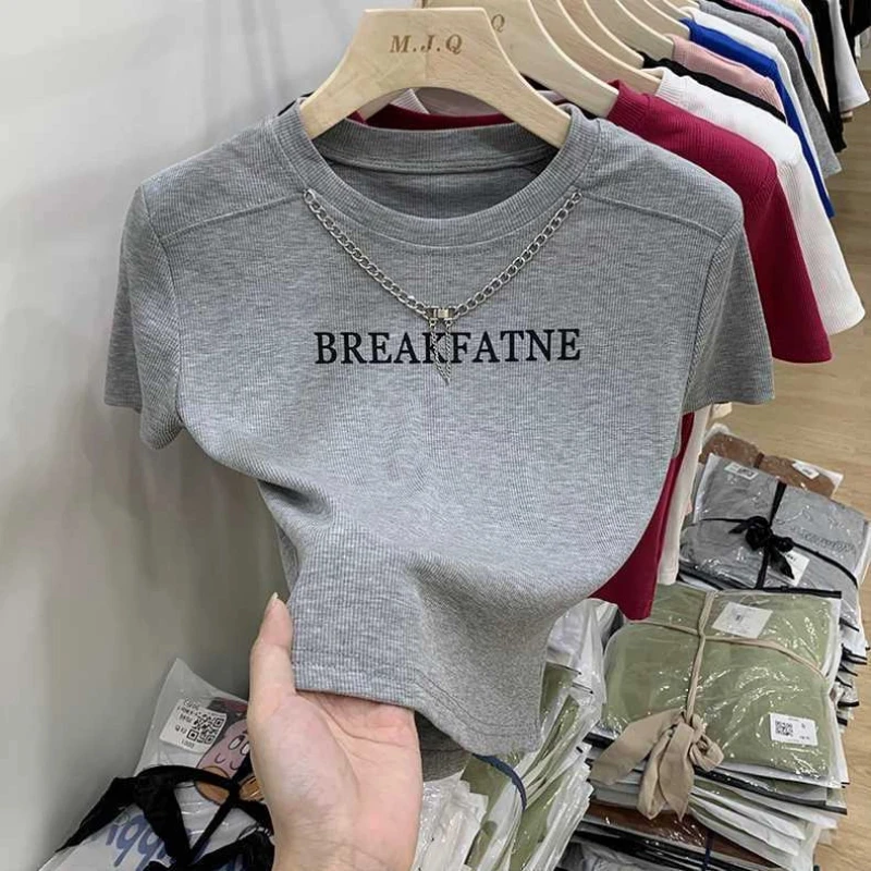 

Harajuku Short T Shirts Women's Short Sleeve Summer New Printing Letter Youth All-match Fashion Tops Tees Casual Korean Clothing