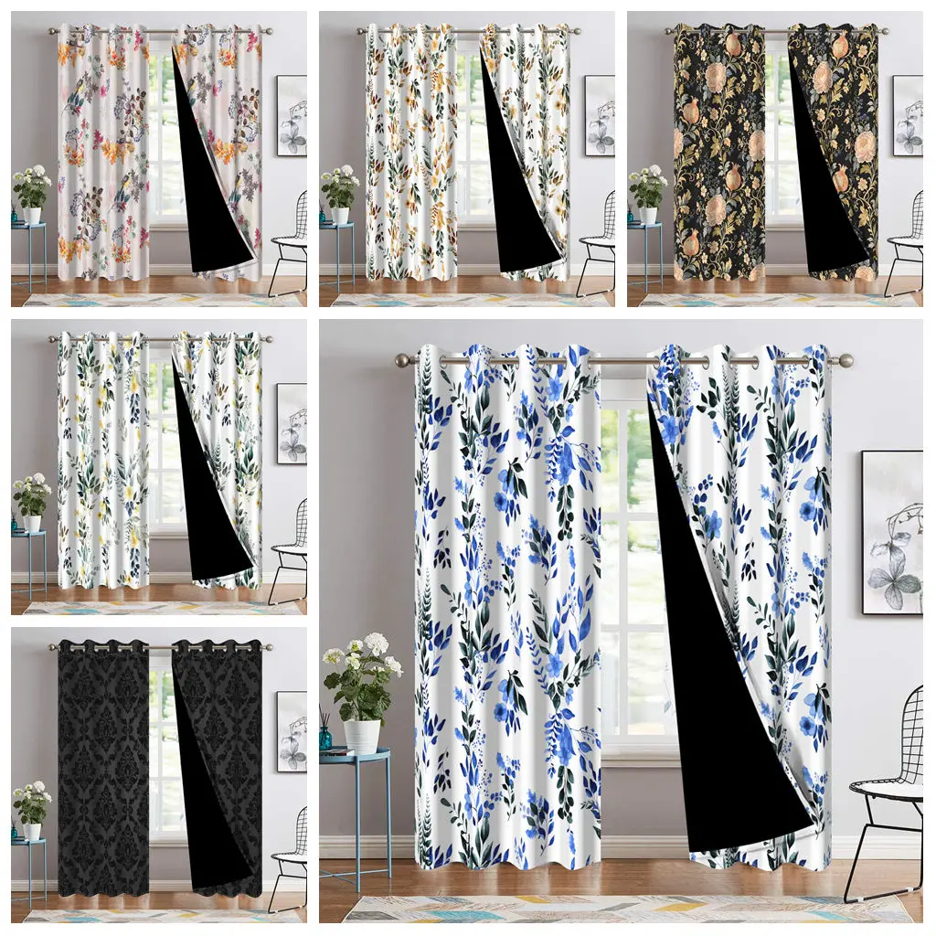 2pcs/set Customizable Image Text Window Curtain Modern Nordic Bedroom Living Room Decor Blackout Polyester Fabric Curtains