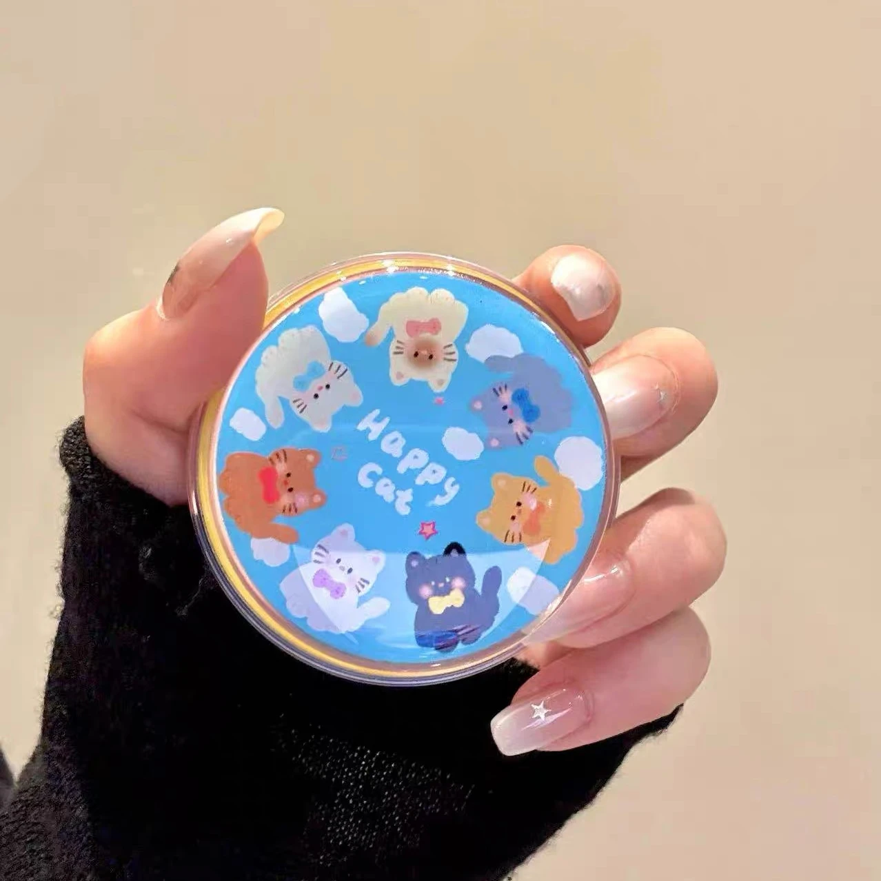 

Happy Kitten Magnetic Stand for Magsafe Griptok Holder Phone Finger Ring Stand Support for IPhone 15 Girl Bracket