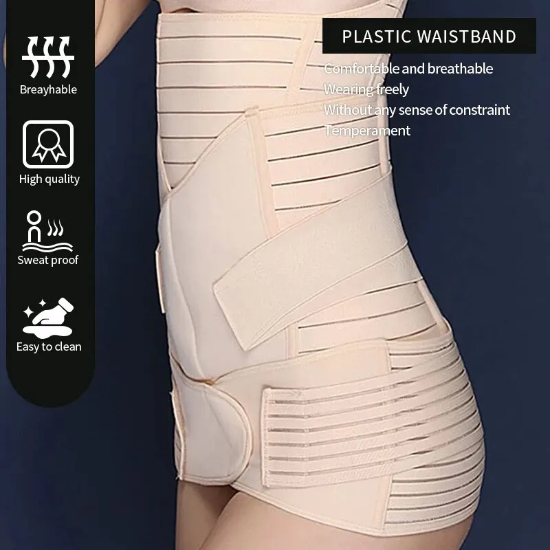 Sexy Bodyshaper Women Shapwear Control Slimming Female Breathablehigh Waist Gastric Girdle Tummy Tuck Pelvic Girdle 3-In-1 Belt