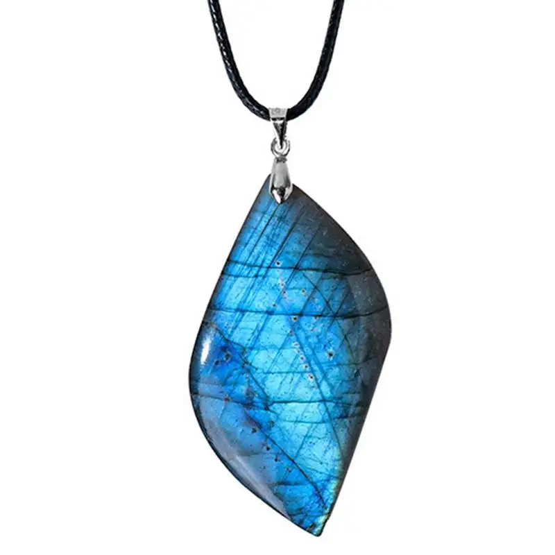 1Pcs Gem Pendant Natural Stone Irregular Shape Bead Purple Blue Labradorite Necklace Pendant for Women Men Jewelry Gift