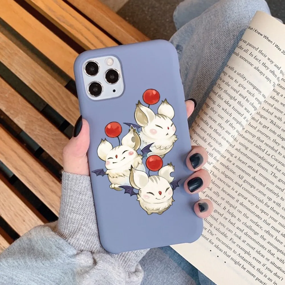 Final Fantasy Moogle Phone Case For IPhone 14 11 12 13 Mini Pro Xs Max 8 7 6 6S Plus X XR Solid Candy Color Case