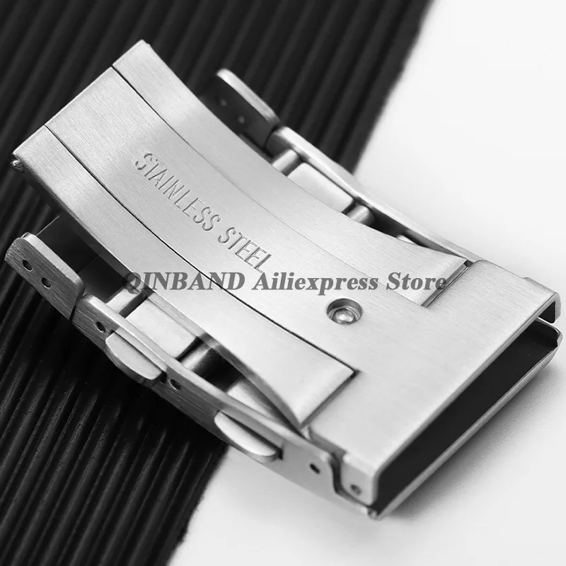 

Роскошная пряжка для часов, застежки для часов из твердой нержавеющей стали 316L, 18/20/22 мм, выдвижная регулируемая складная защитная пряжка, серебряная кнопка