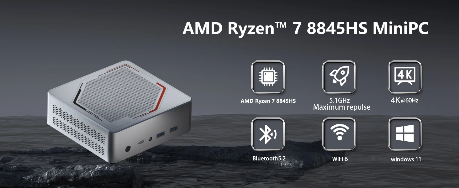 GMKtec K8 Plus AMD Ryzen 7 8845HS MINI PC Support Oculink WIFI6 BT5.2 Wins11Pro DDR5 5600Mhz PCIe SSD Desktop Gamer Computer