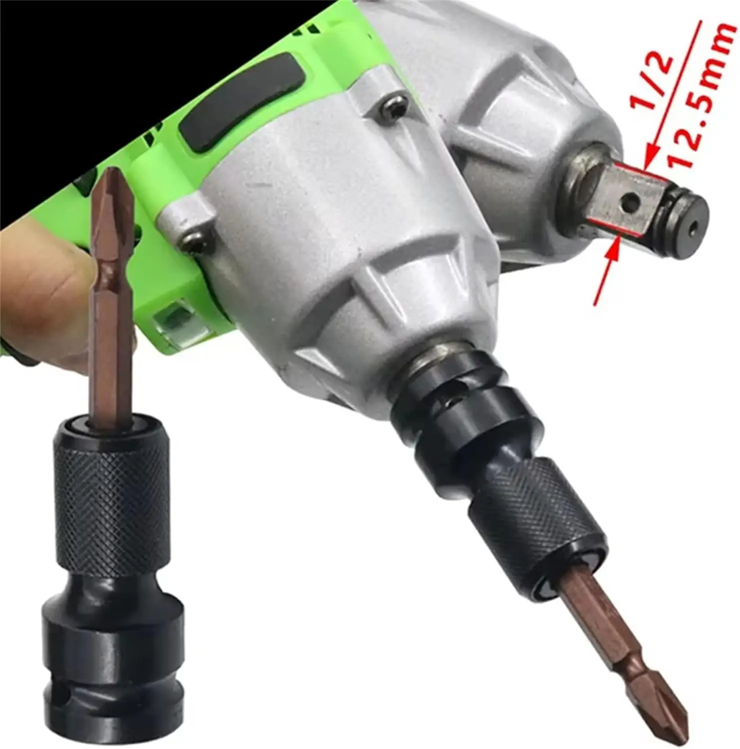 Universal Adaptive Wrench Adapter Socket Ratchet Wrench Adapter 1/2 Inch Square to 1/4 Inch Hex Ratchet Socket Converter