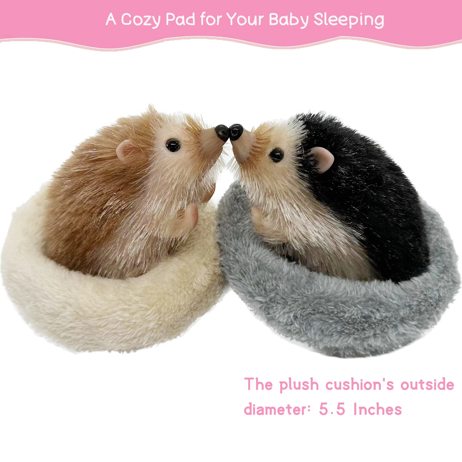 VOLOBE 5 Inches Silicone Hedgehog, as Silicone Piglet Companion with Sleeping Pad Accessories for Kids (Brown Hedgehog)