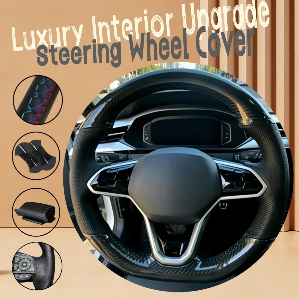 Customize Carbon Fiber Leather Car Steering Wheel Cover Atlas Golf 8 Mk8 Passat B9 Steering Wrap Cover For Volkswagen Sharan
