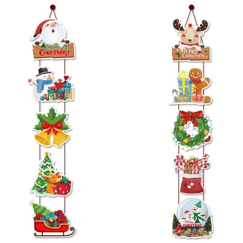 Christmas Porch Door Hanging Banner Christmas Paper Door Decorative Flags Xmas Welcome Sign for New Year 2025 Porch Door Banner