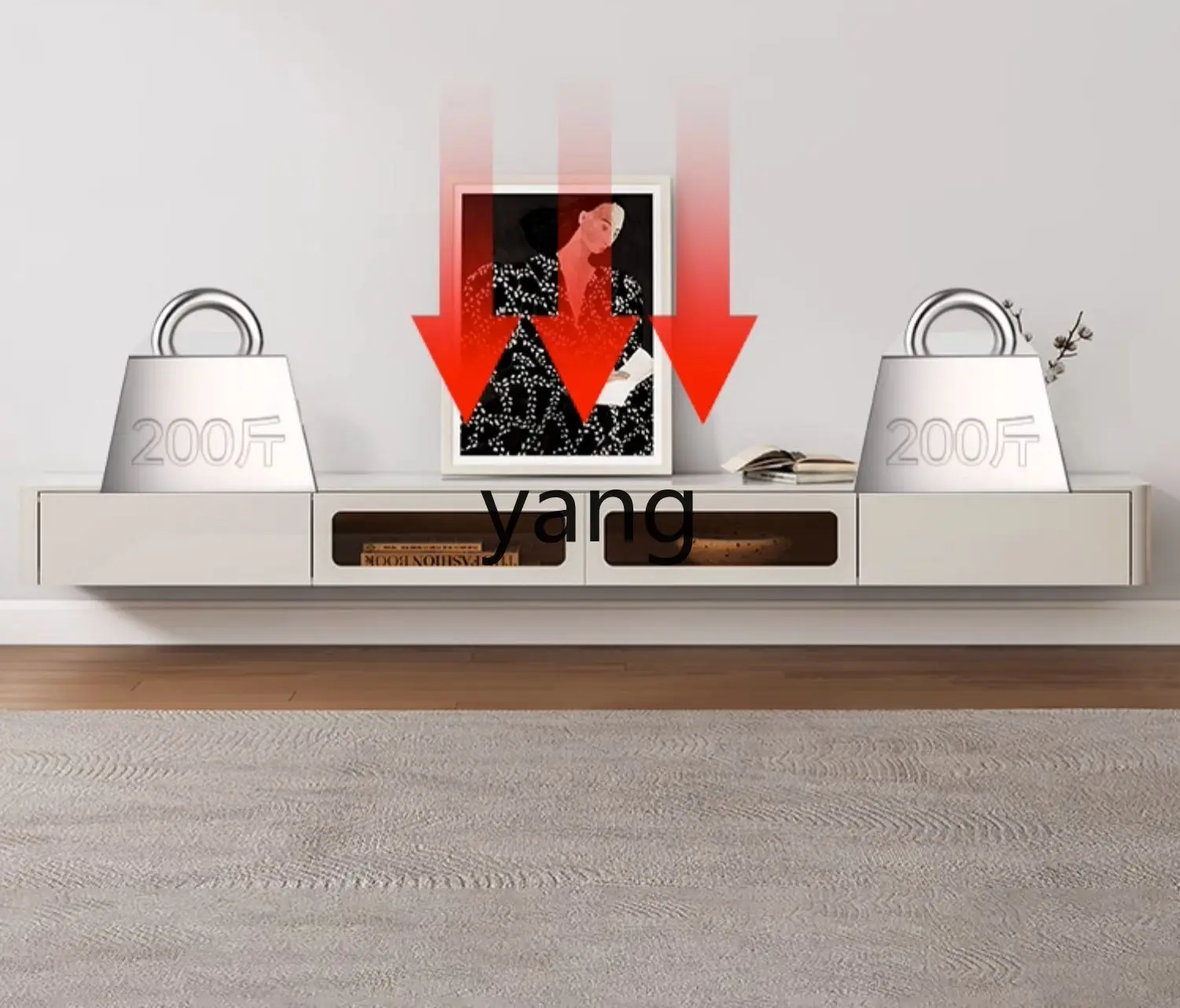 LH Hanging TV Cabinet Coffee Table Combination Simple Modern Cream Wind Hanging TV Cabinet