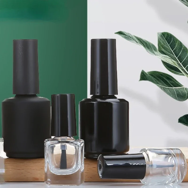 Botella vacía de Gel para uñas, botellas rellenables UV negras con cepillo para viaje, contenedores cosméticos portátiles de 10/15mL