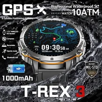 T-Rex 3 grado militar 1000mAh batería reloj inteligente 10ATM impermeable GPS brújula altímetro llamada AMOLED hombres natación deportes Smartwatch
