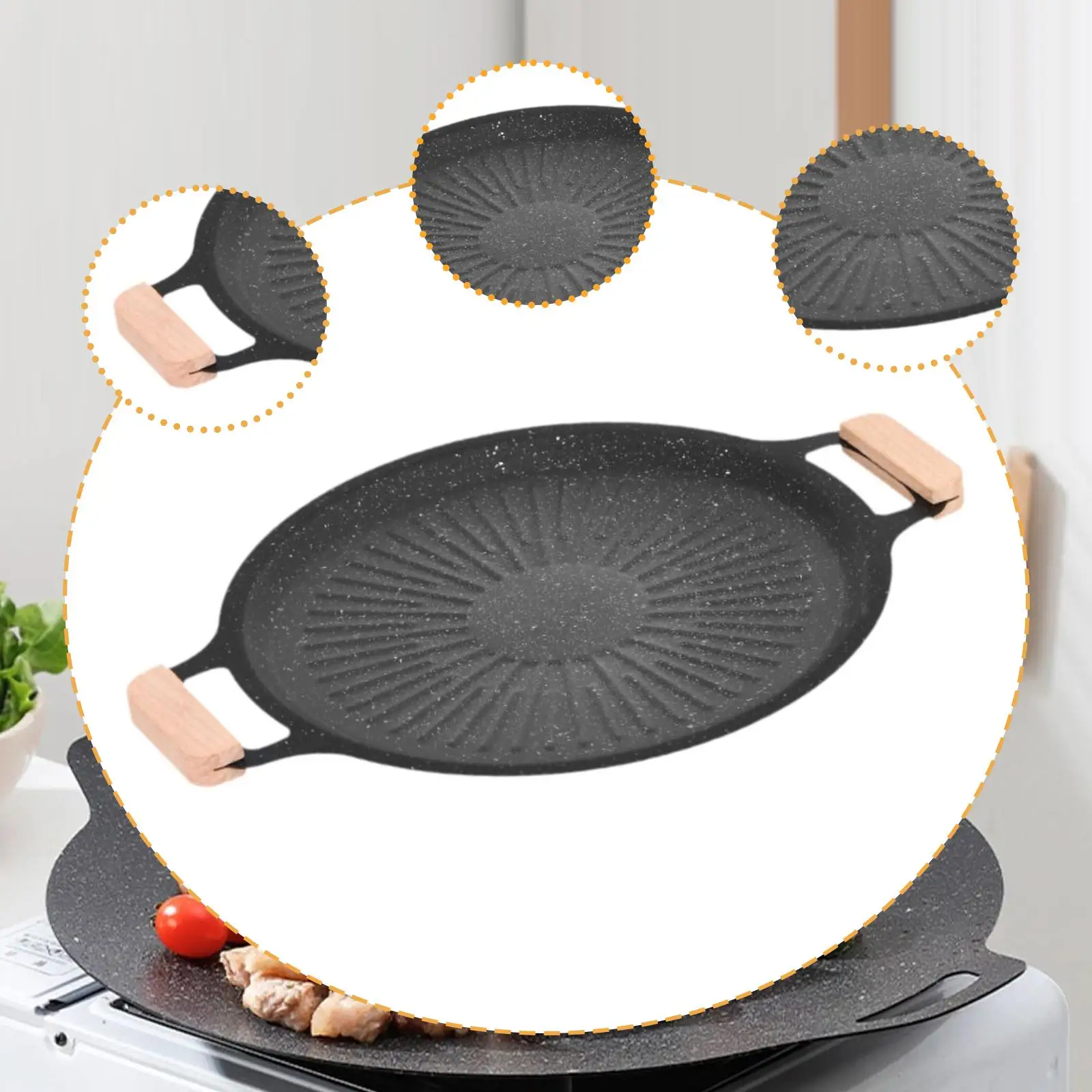 Grilling Pan with Two Handle Versatile Portable Iron Steak Pan Cookware for Indoor Outdoor Camping