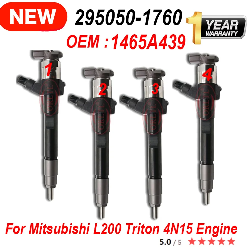 4PCS 295050-1760 1465A439 Diesel Common Rail Fuel Injector 295050 1760 2950501760 For Mitsubishi L200 Triton 4N15 Engine