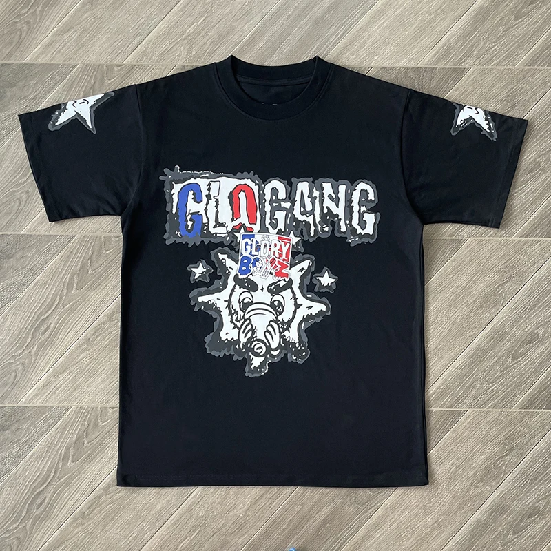 

Футболка с коротким рукавом и мультяшным принтом Glo Gang Boyz Worldwide, из хлопка, с круглым вырезом, молодежная, модная, летняя.