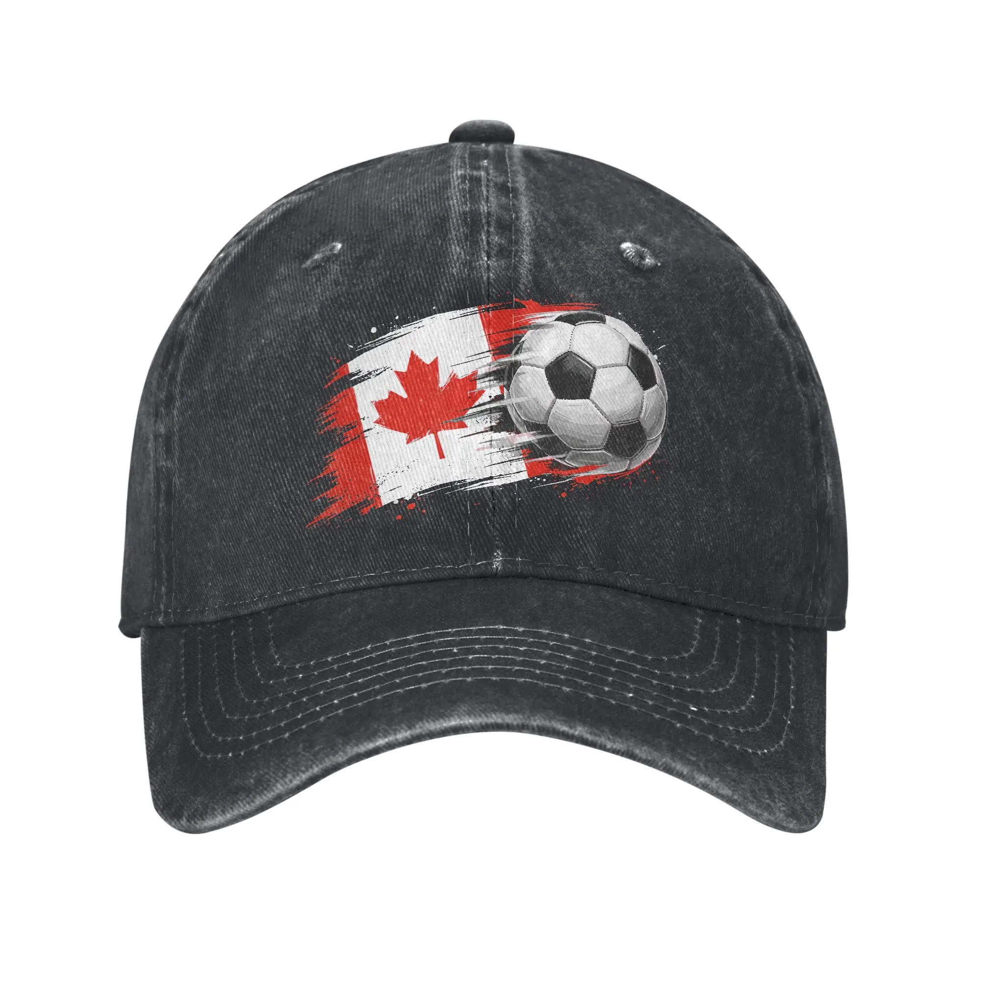 Canada Soccer Ball Canadian Flag Baseball Cap Distressed Denim Washed  Sun Cap Men Women Summer Unstructured Soft Hats Cap